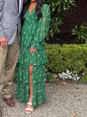Hutch | Dresses | Hutch Anthropologie Abstract Wrap Maxi Dress Womens Lg  Green Geometric Flowy | Poshmark